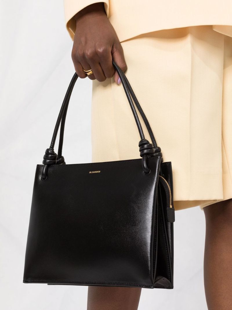 Black Medium Leather Tote Bag
