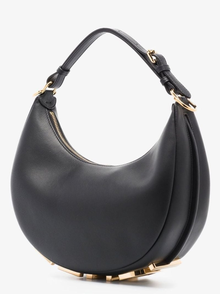 Black Fendigraphy Hobo Leather Shoulder Bag