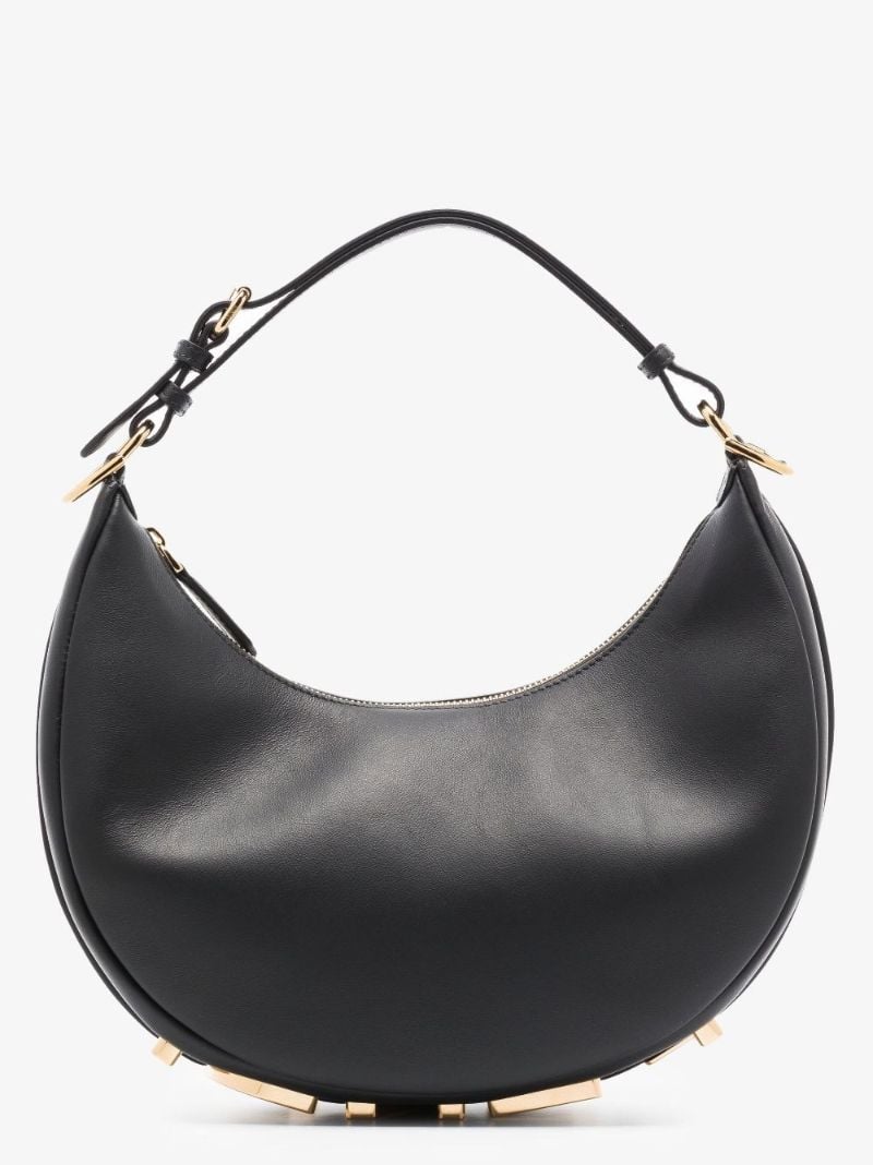 Black Fendigraphy Hobo Leather Shoulder Bag