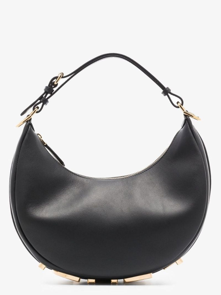 Black Fendigraphy Hobo Leather Shoulder Bag