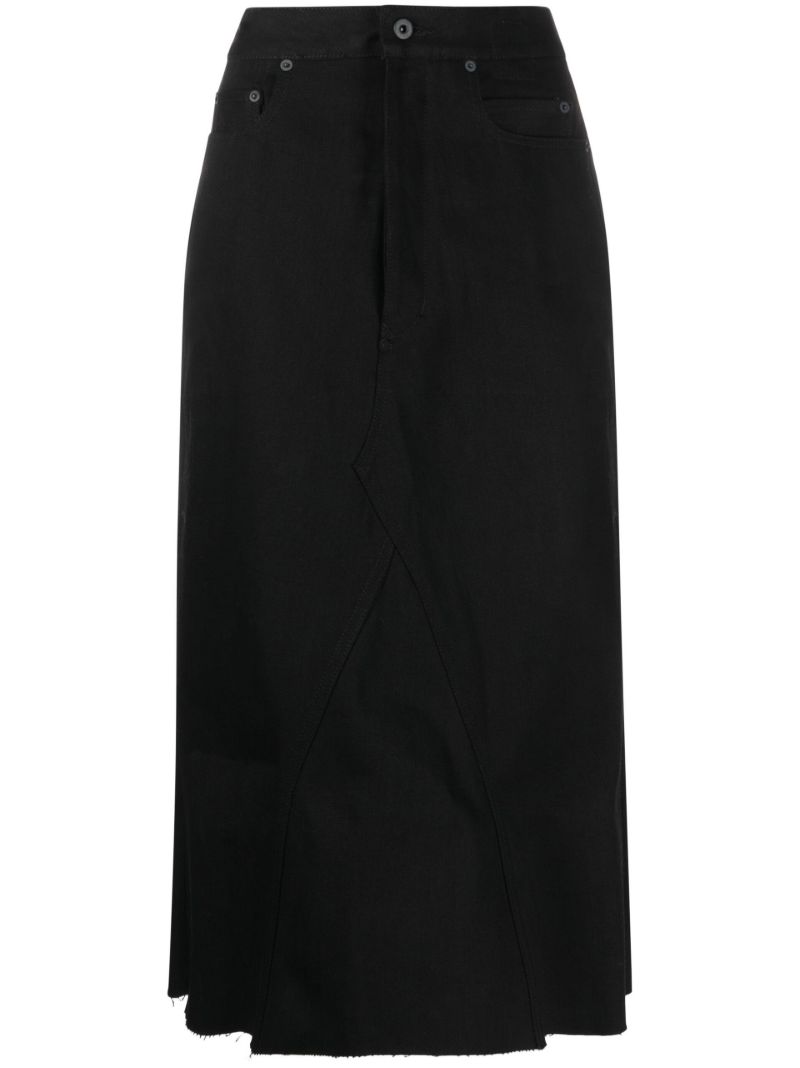 Black Bolan Denim Midi Skirt