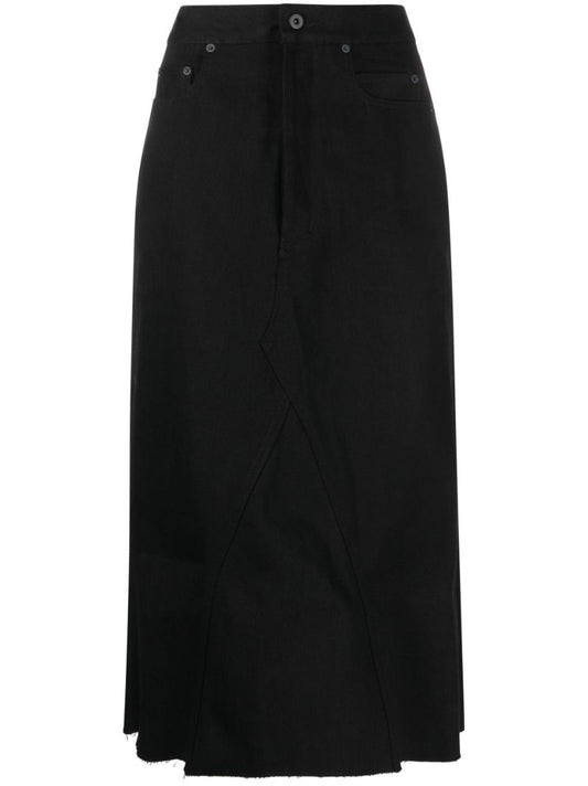 Black Bolan Denim Midi Skirt