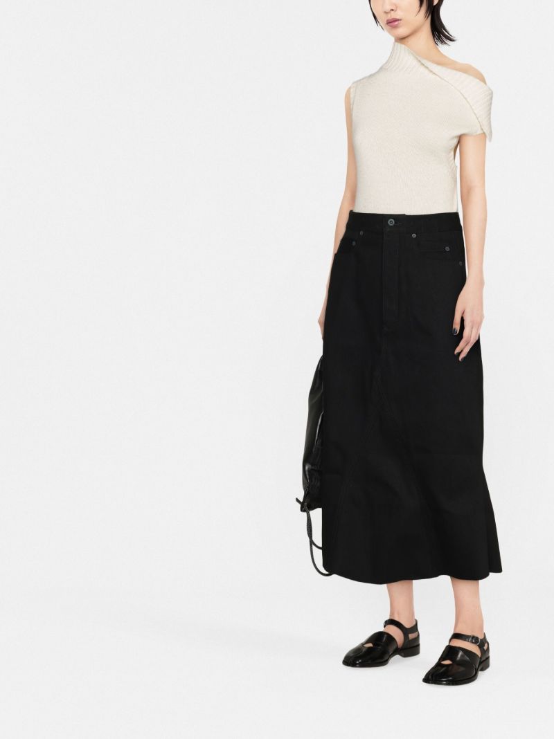 Black Bolan Denim Midi Skirt