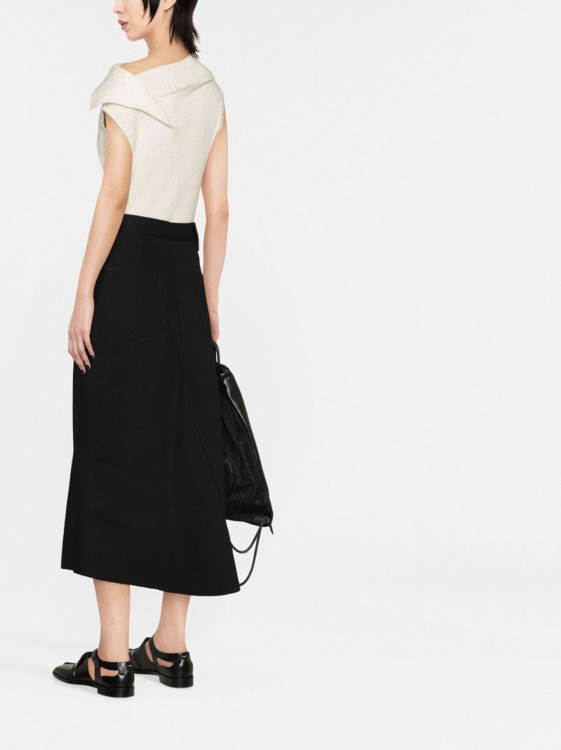Black Bolan Denim Midi Skirt