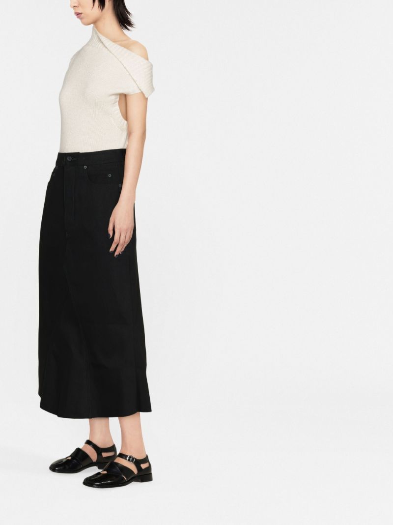 Black Bolan Denim Midi Skirt