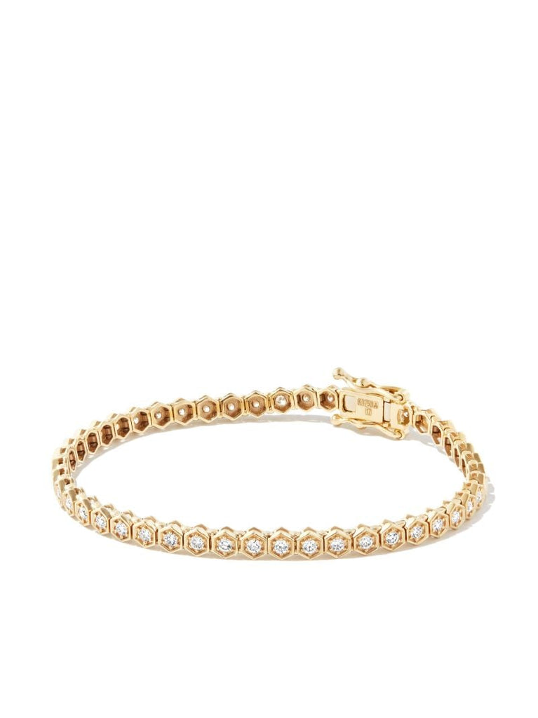 18k Yellow Gold Hexagon Diamond Tennis Bracelet