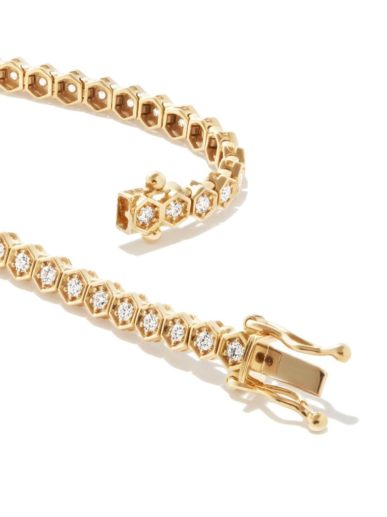 18k Yellow Gold Hexagon Diamond Tennis Bracelet