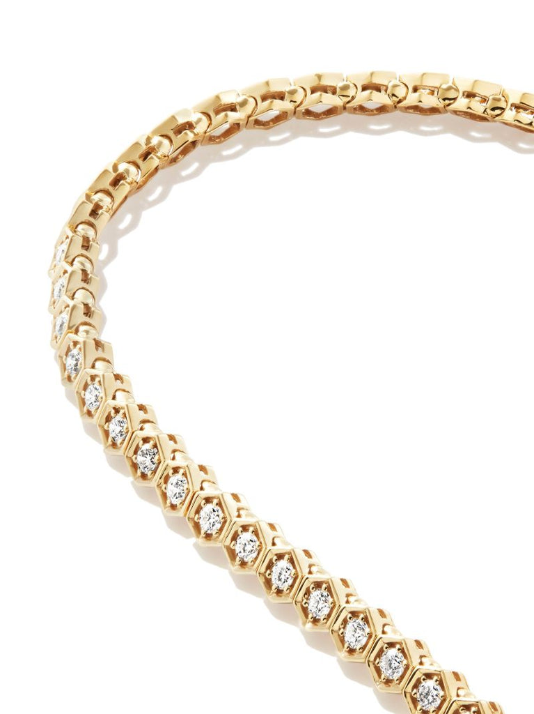18k Yellow Gold Hexagon Diamond Tennis Bracelet