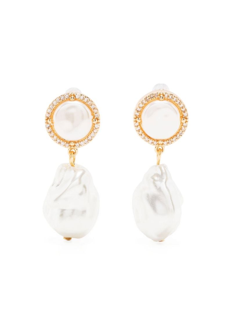 Gold-tone Crystal-embellished Pearl Earrings
