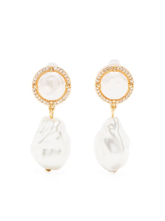 Gold-tone Crystal-embellished Pearl Earrings