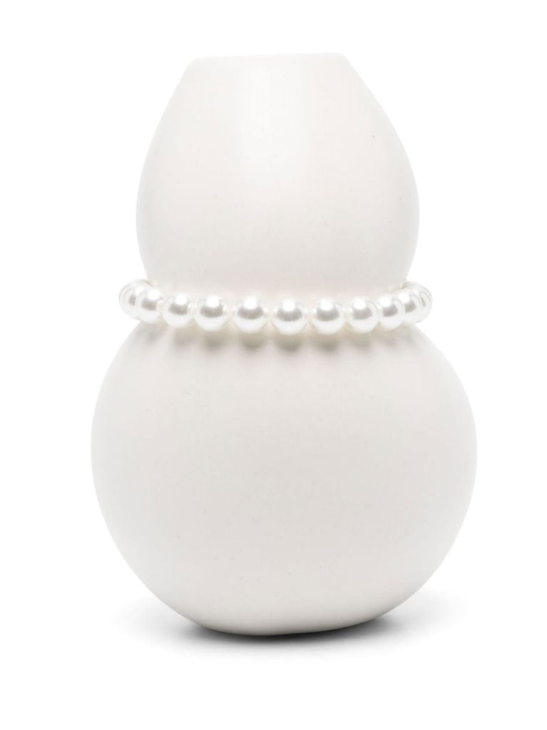 White Squeezed Small Ceramic Vase