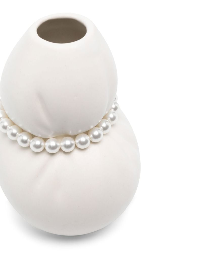White Squeezed Small Ceramic Vase