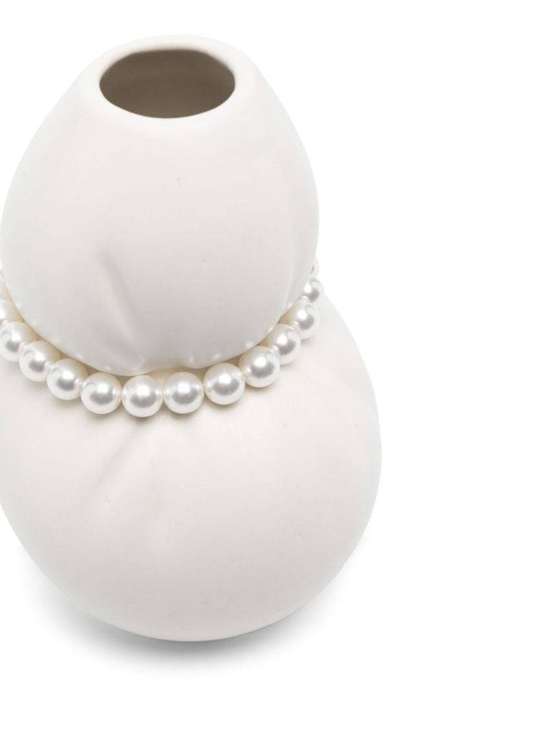 White Squeezed Small Ceramic Vase