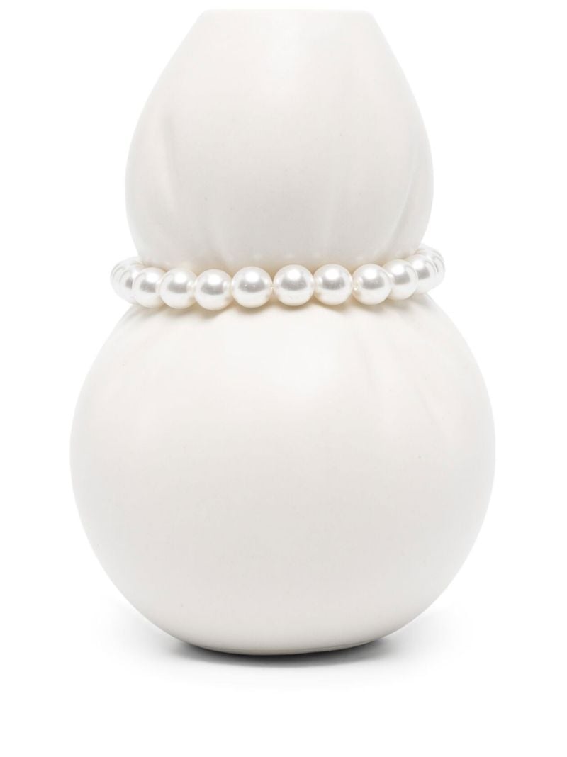 White Squeezed Small Ceramic Vase