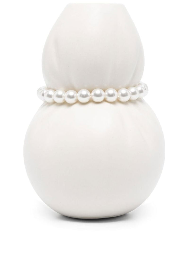 White Squeezed Small Ceramic Vase