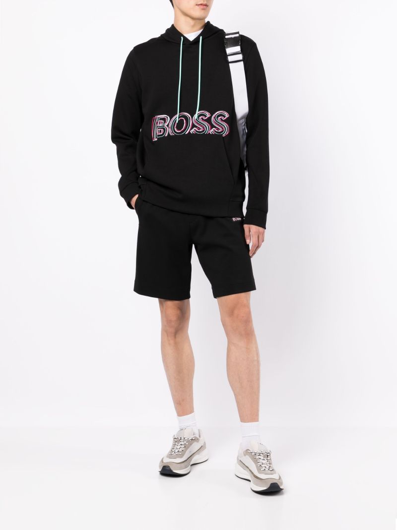 Black Embroidered Logo Hoodie
