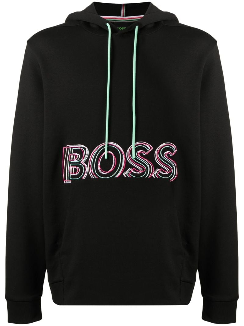 Black Embroidered Logo Hoodie