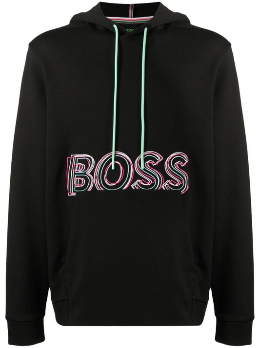 Black Embroidered Logo Hoodie
