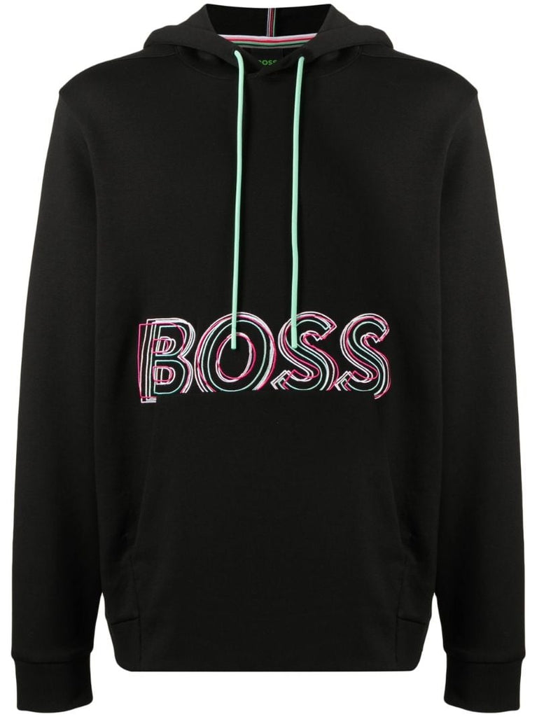 Black Embroidered Logo Hoodie