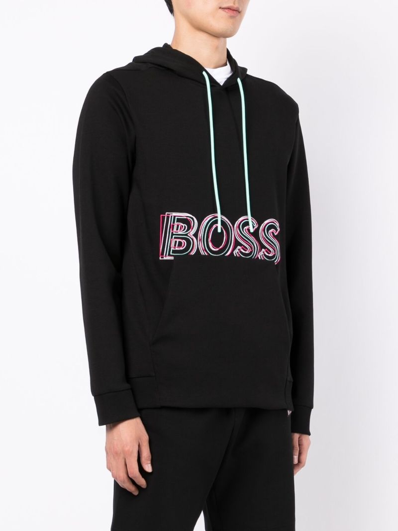 Black Embroidered Logo Hoodie
