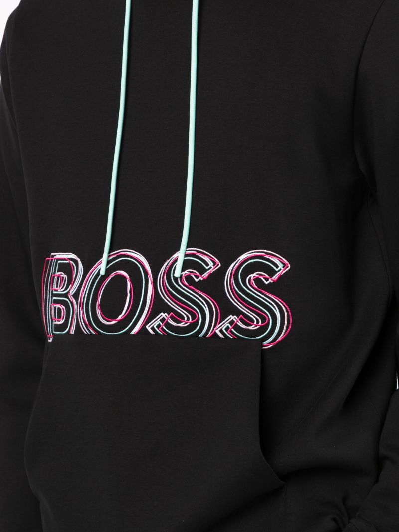 Black Embroidered Logo Hoodie