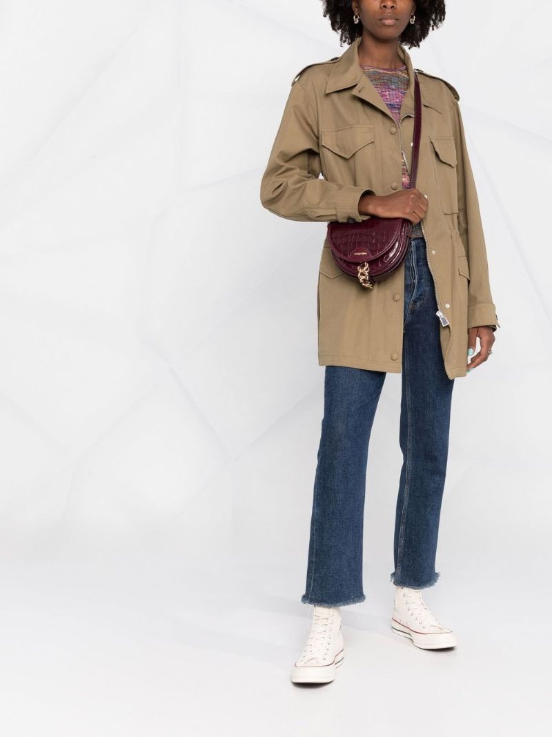 Brown Crocodile-effect Leather Cross Body Bag