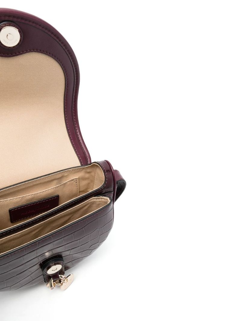 Brown Crocodile-effect Leather Cross Body Bag
