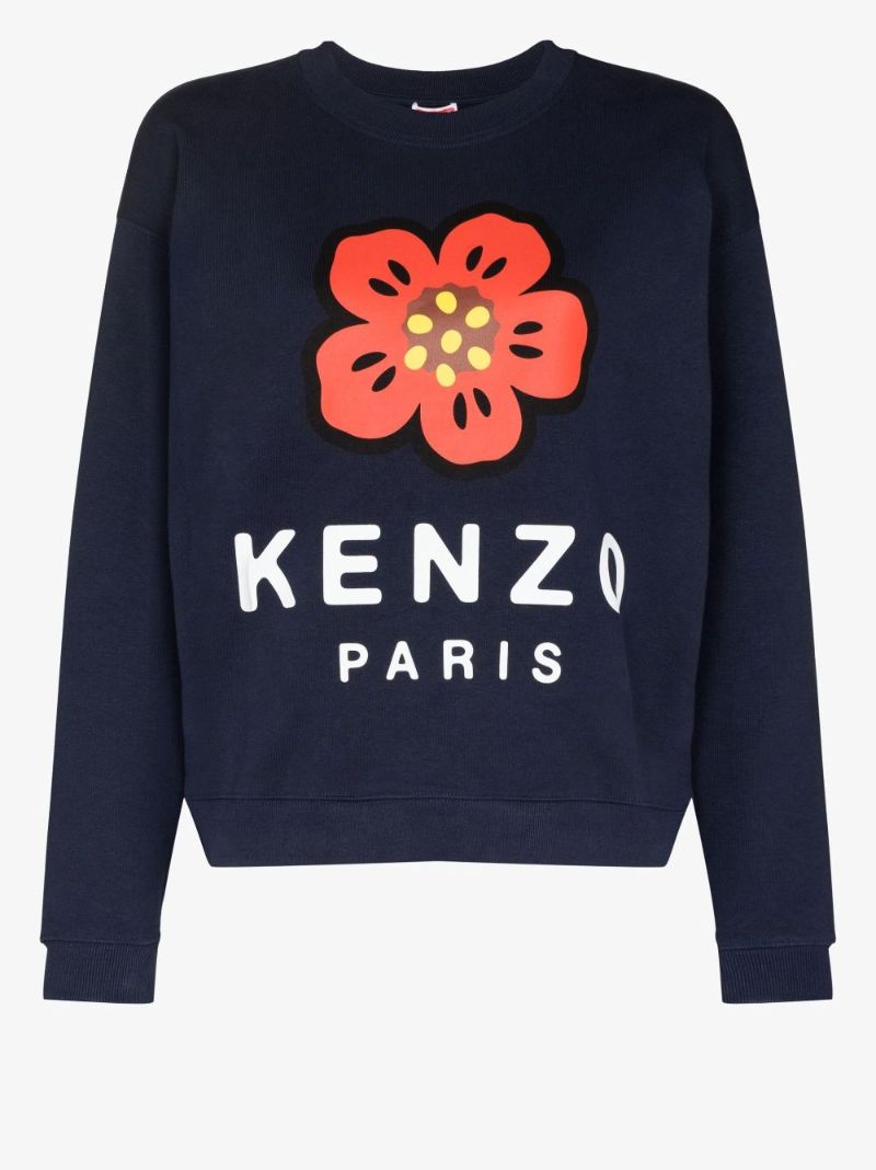 Blue Boke Flower Logo Cotton Sweatshirt