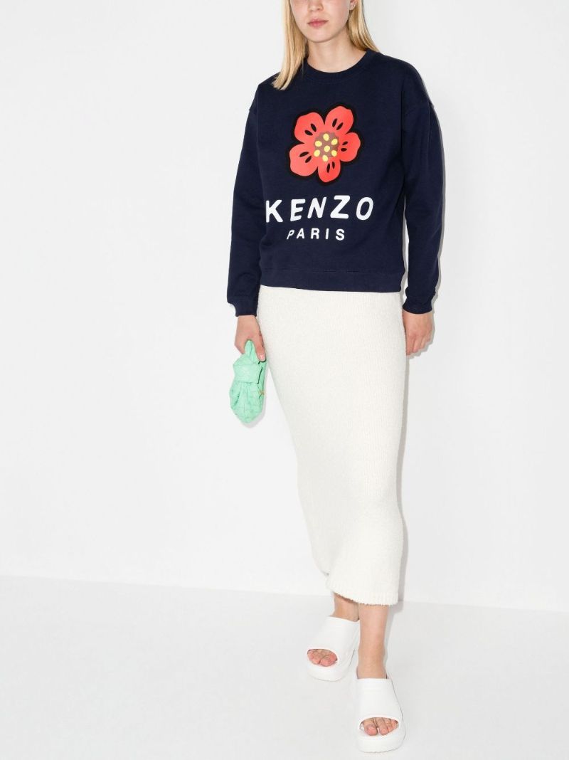 Blue Boke Flower Logo Cotton Sweatshirt