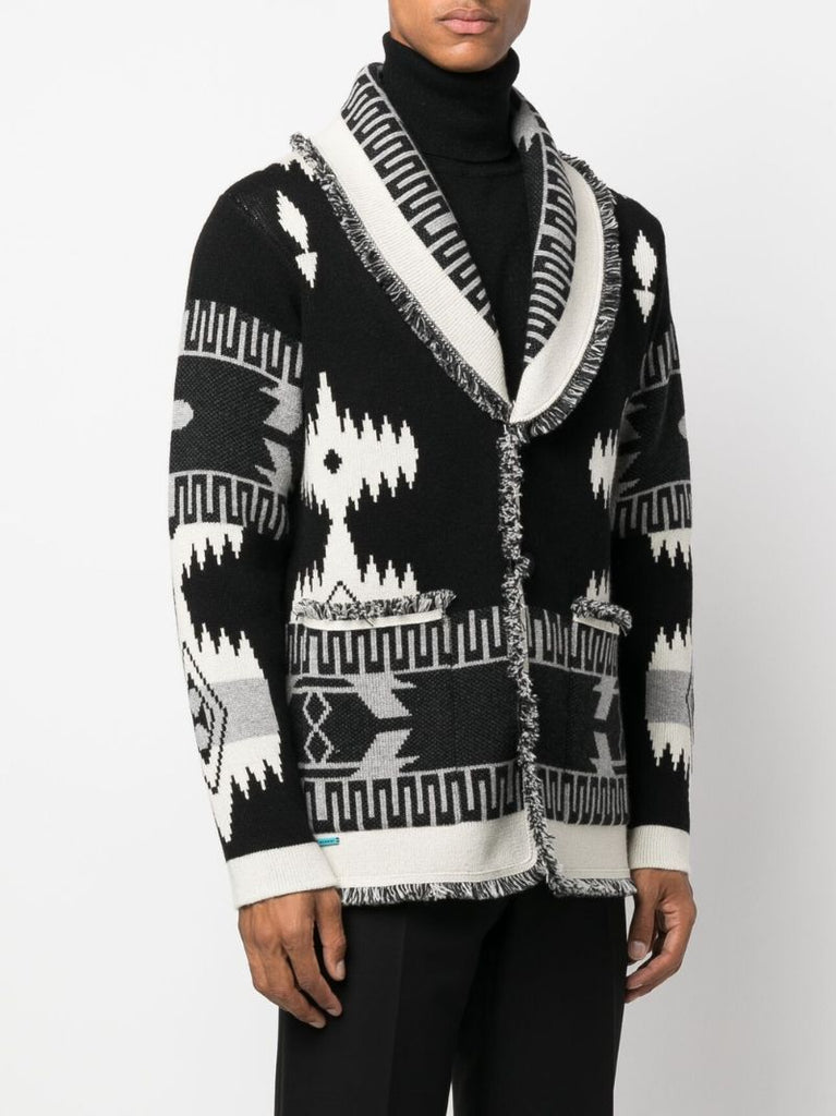 Black Icon Jacquard Cashmere Cardigan