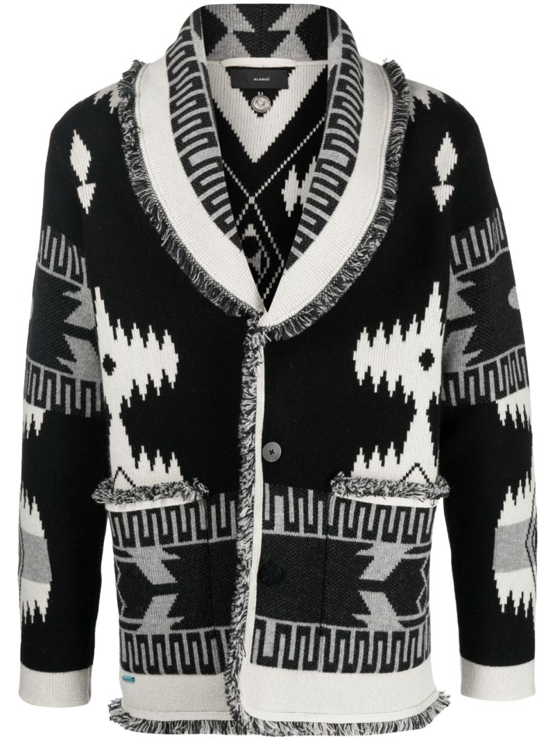 Black Icon Jacquard Cashmere Cardigan