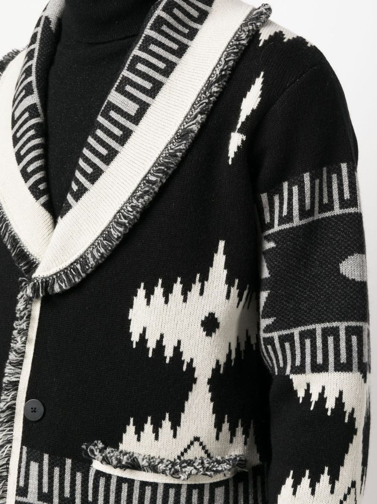 Black Icon Jacquard Cashmere Cardigan