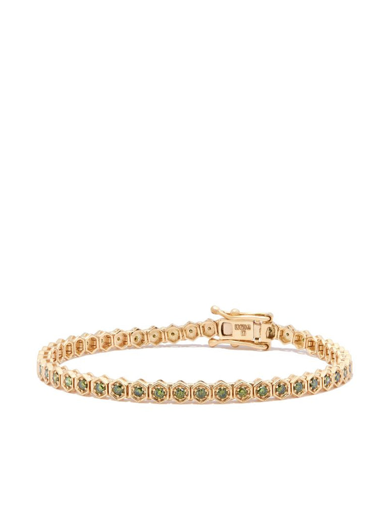 18k Yellow Gold Hexagon Diamond Tennis Bracelet