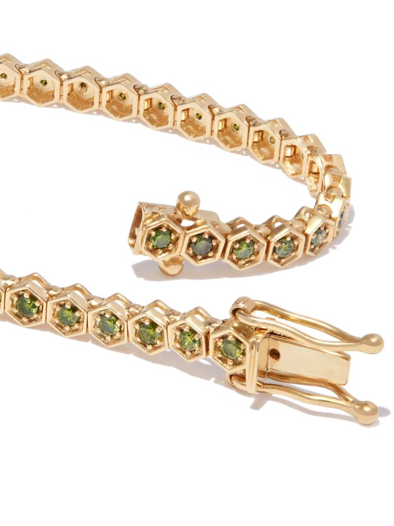 18k Yellow Gold Hexagon Diamond Tennis Bracelet