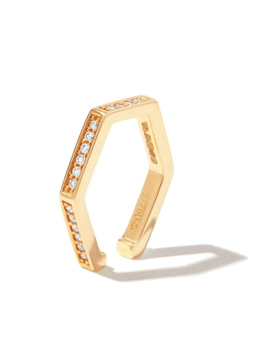 18k Yellow Gold Hexagon Diamond Ear Cuff