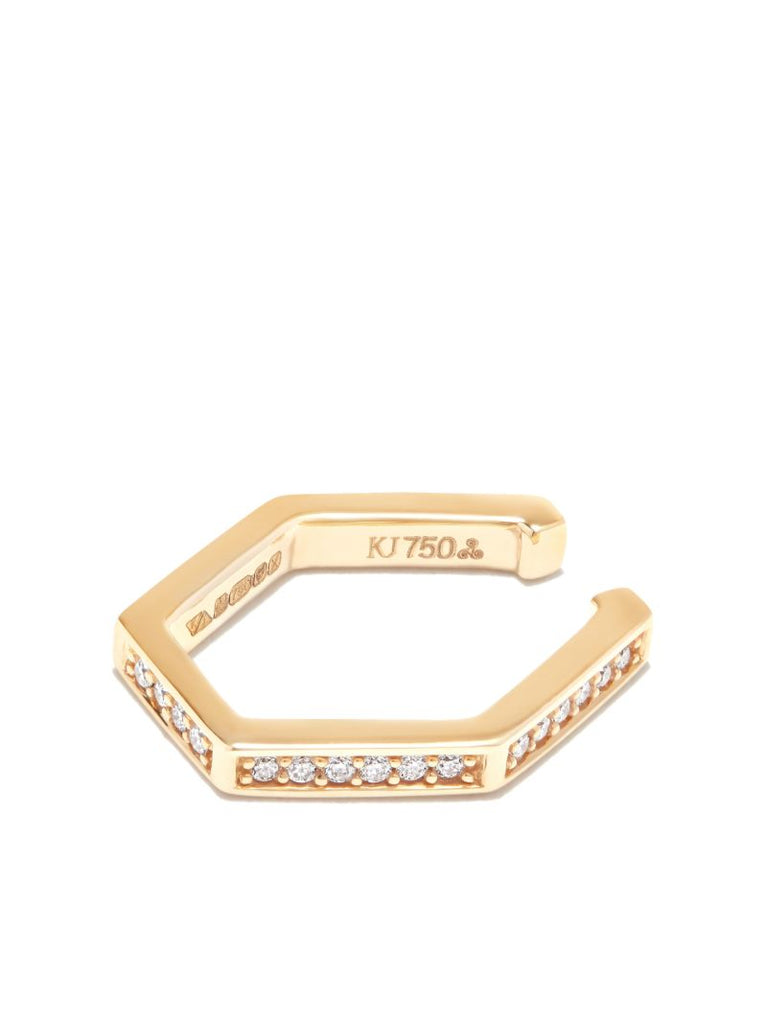 18k Yellow Gold Hexagon Diamond Ear Cuff