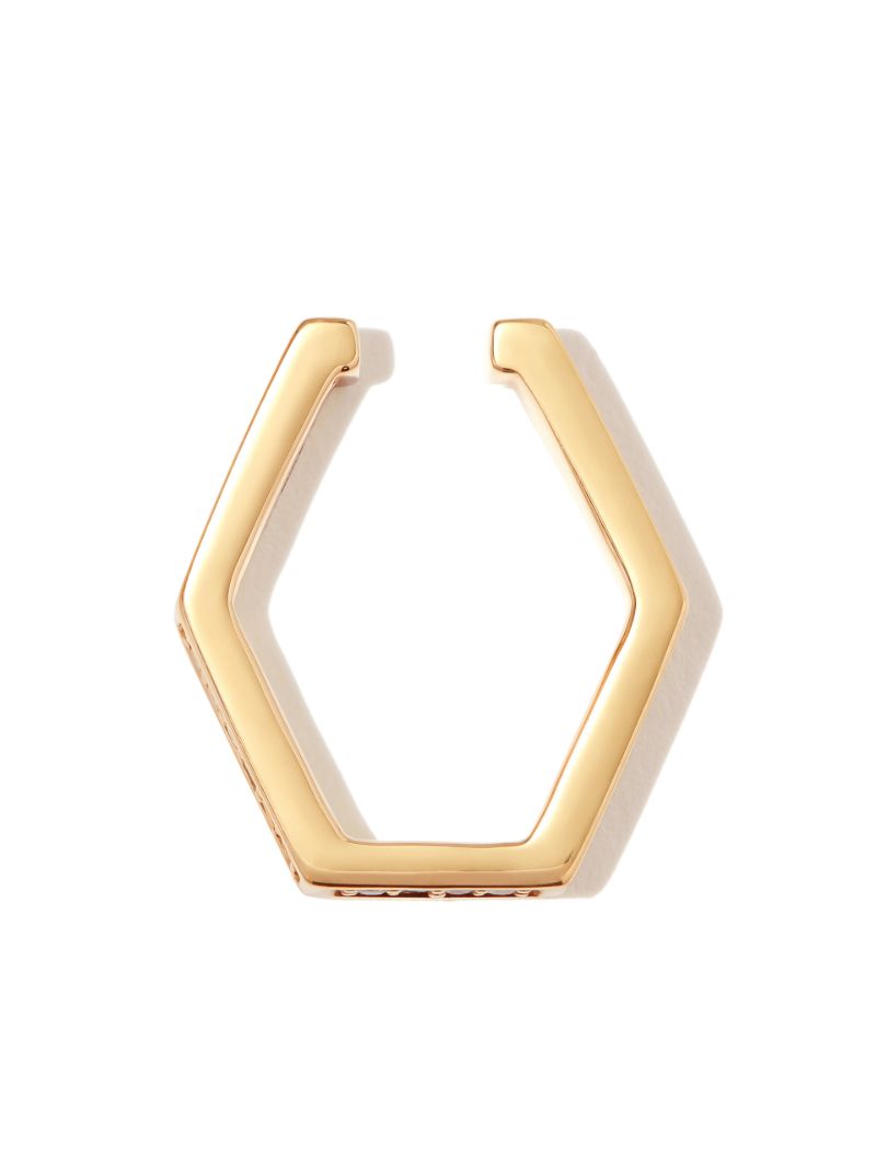 18k Yellow Gold Hexagon Diamond Ear Cuff