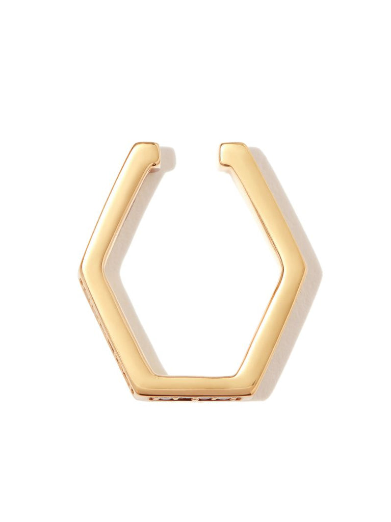 18k Yellow Gold Hexagon Diamond Ear Cuff