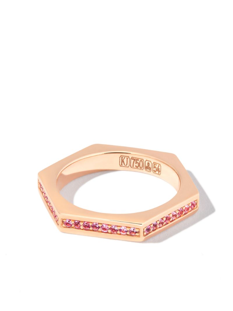 18k Rose Gold Hexagon Sapphire Ring