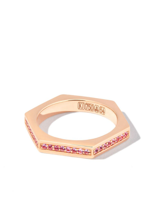 18k Rose Gold Hexagon Sapphire Ring