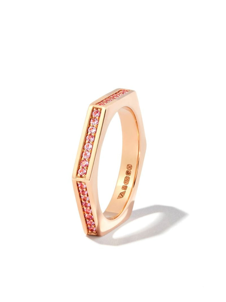 18k Rose Gold Hexagon Sapphire Ring
