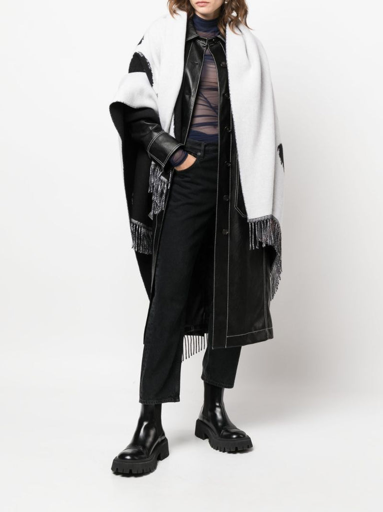 Black and White Reversible Wool Scarf
