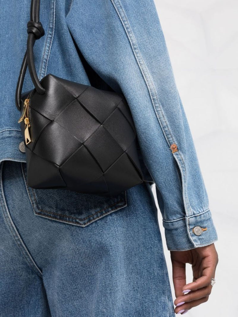 Black Mini Cassette Leather Camera Bag