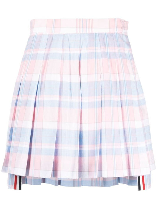 Pink Tartan Pleated Skirt