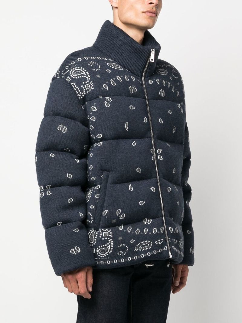 Blue Bandana Print Puffer Jacket