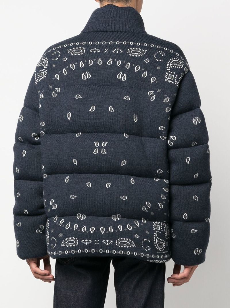 Blue Bandana Print Puffer Jacket