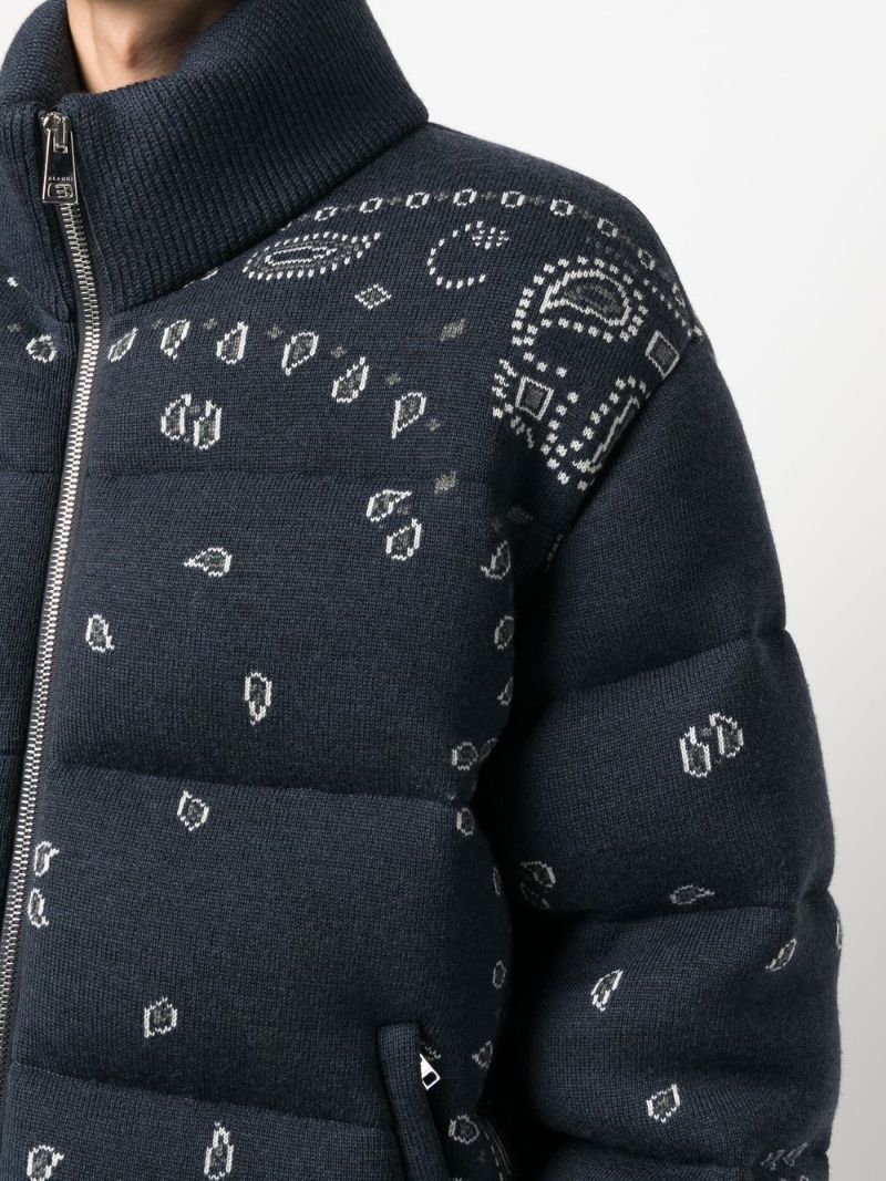 Blue Bandana Print Puffer Jacket