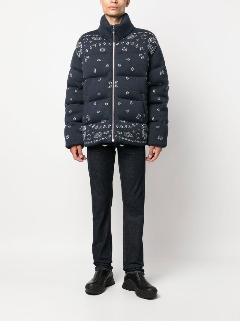 Blue Bandana Print Puffer Jacket