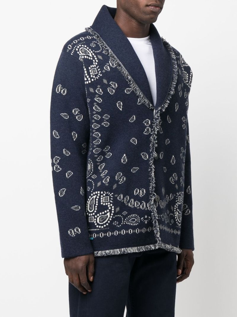 Blue Bandana Cashmere Jacquard Cardigan