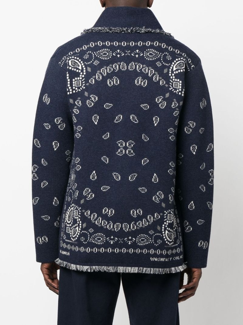 Blue Bandana Cashmere Jacquard Cardigan